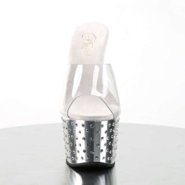 Pleaser Pantolette STARDUST-701 Transparent Silber Chrom...
