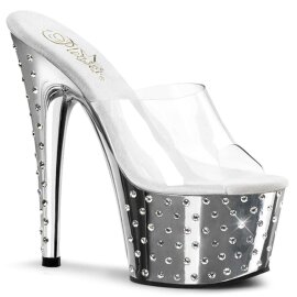 Pleaser Pantolette STARDUST-701 Transparent Silber Chrom...