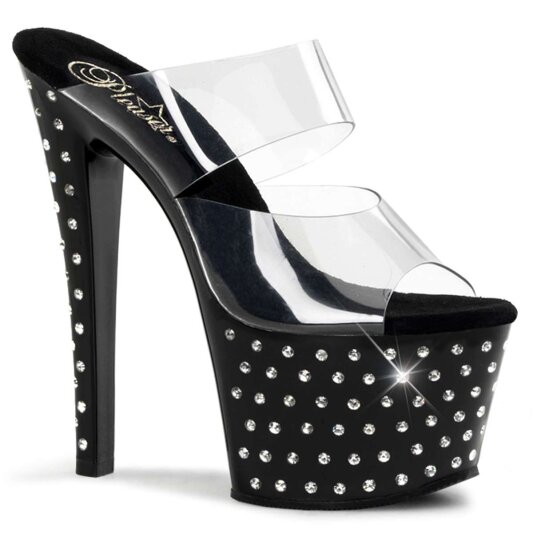 Pleaser Pantolette STARDUST-702 Transparent Schwarz EU-35 / US-5