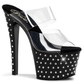 Pleaser Pantolette STARDUST-702 Transparent Schwarz EU-35...