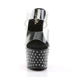 Pleaser Pantolette STARDUST-702 Transparent Schwarz EU-35...