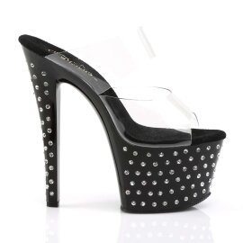 Pleaser Pantolette STARDUST-702 Transparent Schwarz EU-35 / US-5