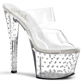 Pleaser Pantolette STARDUST-702 Transparent Silber EU-35...