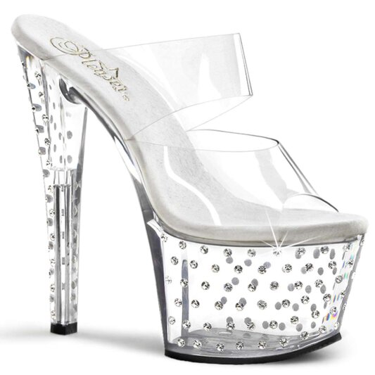 Pleaser Pantolette STARDUST-702 Transparent Silber EU-38 / US-8