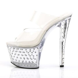 Pleaser Pantolette STARDUST-702 Transparent Silber EU-38 / US-8