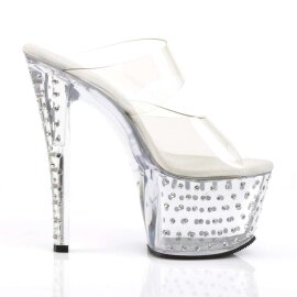 Pleaser Pantolette STARDUST-702 Transparent Silber EU-38 / US-8