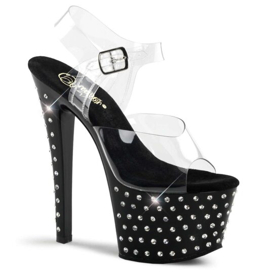 Pleaser Sandalette STARDUST-708 Transparent Schwarz EU-35 / US-5