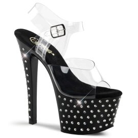Pleaser Sandalette STARDUST-708 Transparent Schwarz EU-35 / US-5