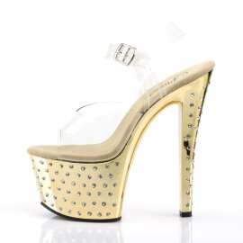 Pleaser Sandalette STARDUST-708 Transparent Gold Chrom EU-35 / US-5