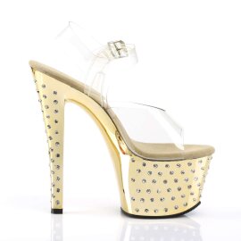 Pleaser Sandalette STARDUST-708 Transparent Gold Chrom EU-38 / US-8
