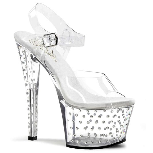 Pleaser Sandalette STARDUST-708 Transparent Silber EU-38 / US-8