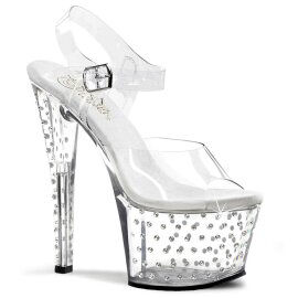 Pleaser Sandalette STARDUST-708 Transparent Silber EU-38...