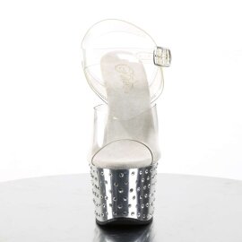 Pleaser Sandalette STARDUST-708 Transparent Silber Chrom...