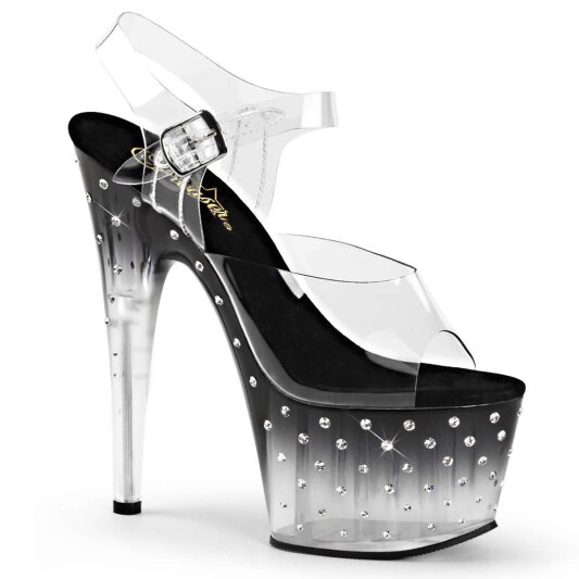 Pleaser Sandalette STARDUST-708T Transparent Schwarz EU-37 / US-7