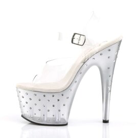 Pleaser Sandalette STARDUST-708T Transparent Silber Strass EU-37 / US-7