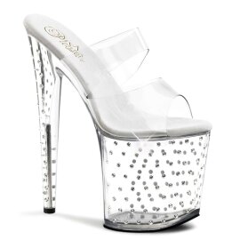 Pleaser Pantolette STARDUST-802 Transparent Silber EU-35...