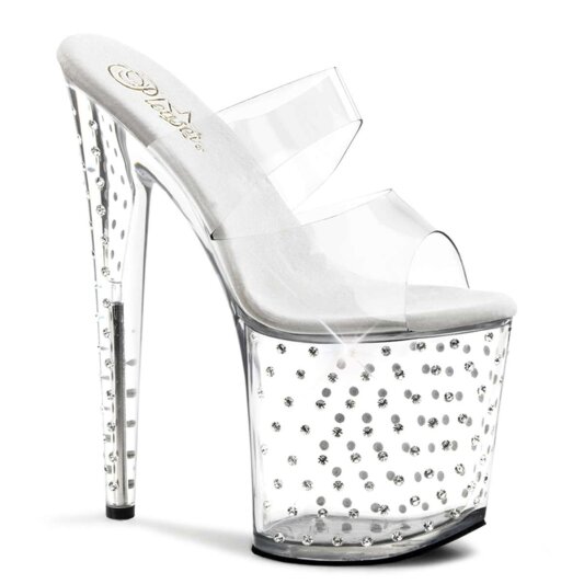 Pleaser Pantolette STARDUST-802 Transparent Silber EU-37 / US-7