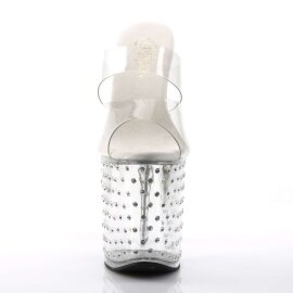 Pleaser Pantolette STARDUST-802 Transparent Silber EU-37...