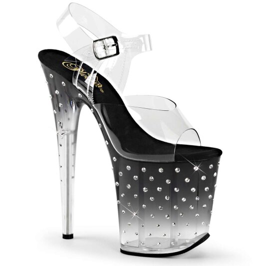 Pleaser Sandalette STARDUST-808T Transparent Schwarz EU-37 / US-7