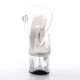 Pleaser Sandalette TREASURE-708 Transparent Silber EU-35 / US-5
