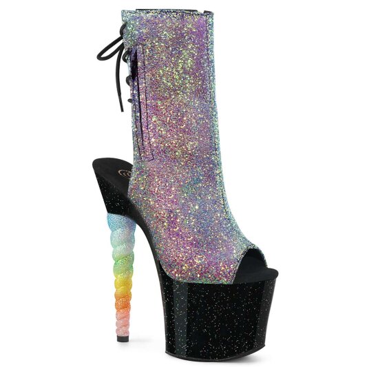 Pleaser Stiefelette UNICORN-1018G Lila-Blau Multi Glitter EU-35 / US-5