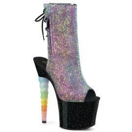 Pleaser Stiefelette UNICORN-1018G Lila-Blau Multi Glitter...