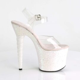 Pleaser Sandalette UNICORN-708LG Transparent Silber Multi Glitter EU-40 / US-10