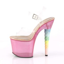 Pleaser Sandalette UNICORN-708T Transparent Pink-Bunt EU-35 / US-5