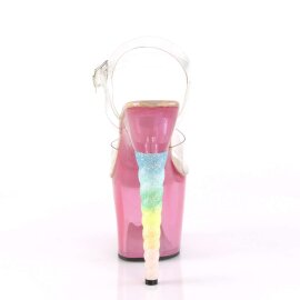 Pleaser Sandalette UNICORN-708T Transparent Pink-Bunt EU-35 / US-5