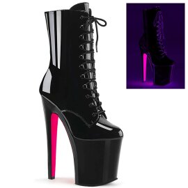 Pleaser Stiefelette XTREME-1020TT Schwarz Neon-Pink EU-35...