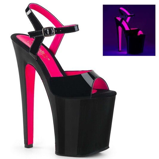Pleaser Sandalette XTREME-809TT Schwarz Neon-Pink EU-37 / US-7