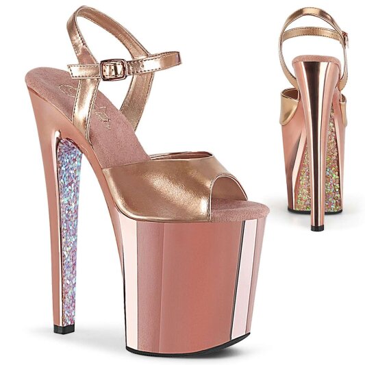 Pleaser Sandalette XTREME-809TTG Rose-Gold Metallic Chrom Glitter EU-35 / US-5
