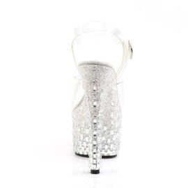 Pleaser Sandalette ADORE-708MR-5 Transparent Weiß-Silber Strass EU-35 / US-5