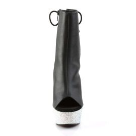 Pleaser Stiefelette BEJEWELED-1018DM-6 Schwarz Silber Multi Glitter EU-35 / US-5