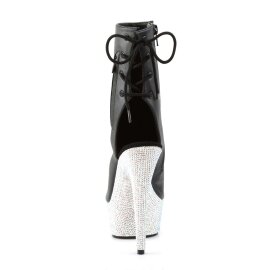 Pleaser Stiefelette BEJEWELED-1018DM-6 Schwarz Silber Multi Glitter EU-35 / US-5