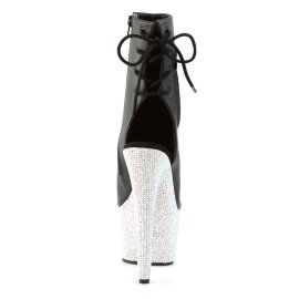 Pleaser Stiefelette BEJEWELED-1018DM-7 Schwarz Silber Multi Glitter EU-41 / US-11