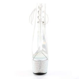 Pleaser Stiefelette BEJEWELED-1018DM-7 Transparent Silber...