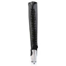 Pleaser Overknee Stiefel BEJEWELED-3019DM-7 Schwarz Silber Multi Glitter EU-35 / US-5