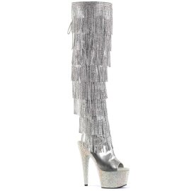 Pleaser Overknee Stiefel BEJEWELED-3019RSF-7 Silber...