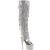 Pleaser Overknee Stiefel BEJEWELED-3019RSF-7 Silber Metallic Strass EU-35 / US-5