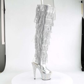 Pleaser Overknee Stiefel BEJEWELED-3019RSF-7 Silber Metallic Strass EU-39 / US-9