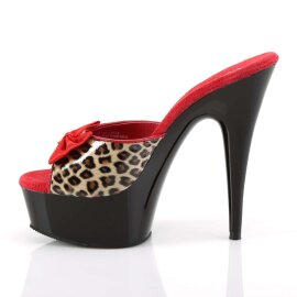 Pleaser Pantolette DELIGHT-601-6 Leopard Schwarz EU-35 / US-5