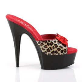 Pleaser Pantolette DELIGHT-601-6 Leopard Schwarz EU-35 / US-5