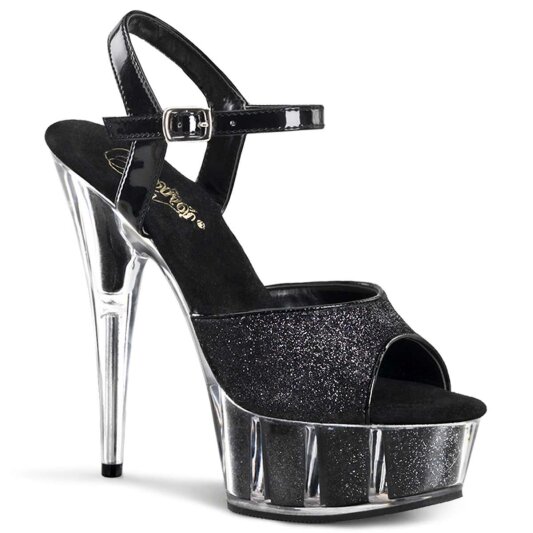 Pleaser Sandalette DELIGHT-609-5G Schwarz Glitter EU-35 / US-5