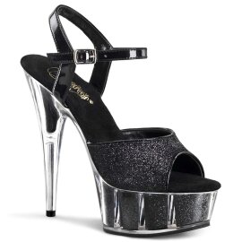 Pleaser Sandalette DELIGHT-609-5G Schwarz Glitter EU-35 /...