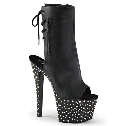 Pleaser Stiefelette STARDANCE-1018-7 Schwarz Silber Multi Glitter EU-35 / US-5