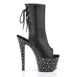 Pleaser Stiefelette STARDANCE-1018-7 Schwarz Silber Multi Glitter EU-38 / US-8