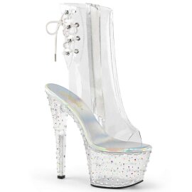 Pleaser Stiefelette STARDANCE-1018C-7 Transparent Silber...