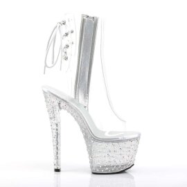Pleaser Stiefelette STARDANCE-1018C-7 Transparent Silber Strass EU-39 / US-9