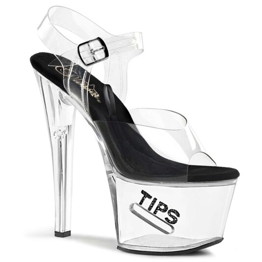 Pleaser Sandalette TIPJAR-708-5 Transparent Schwarz EU-38 / US-8
